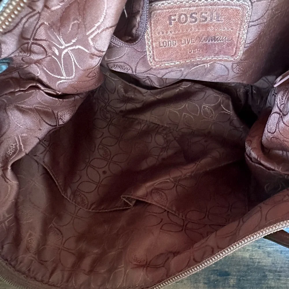 FOSSIL Leather Patchwork Shoulder Bag Crossbody Hobo Handbag Purse VINTAGE - Picture 6 of 15